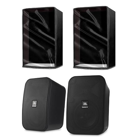 Capa para Par de Som JBL Control X Preta com Frente Transparente