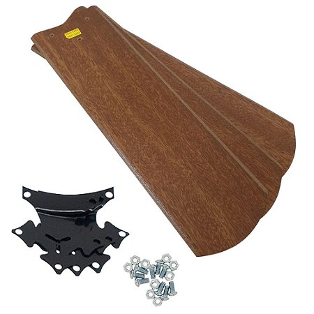 Kit Completo Jogo com 3 Pás Mdf Mogno E Garras Para Ventilador de Teto