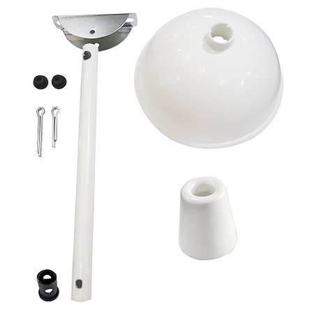Kit Fixação Ventilador de Teto Universal com Haste 30cm Canopla Copinho Branco ou Preto