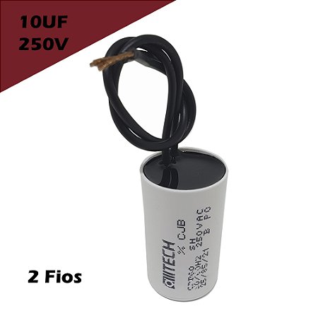 Capacitor 2 Fios 10uf x 250 Vac Para Ventiladores, Exaustores e Motores em Geral