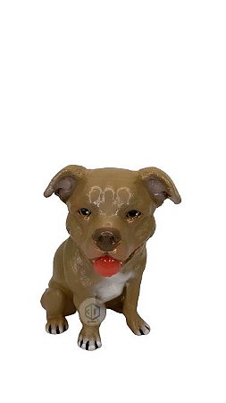 Estatueta Pitbull Boca Aberta Orelhas Dobradas