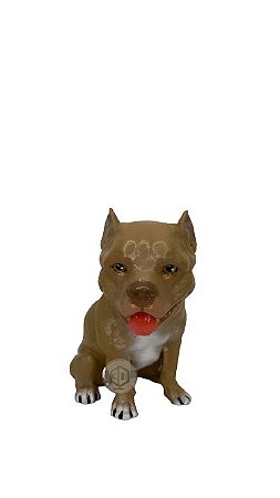 Estatueta Pitbull Boca Aberta Orelhas Cortadas