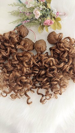 Cabelo Cacheado curto Castanho Claro (Medida 20cmx 60cm de extensão)