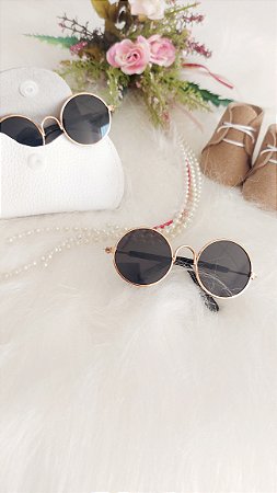Óculos para boneca Preto com dourado ( Medida 8cm)