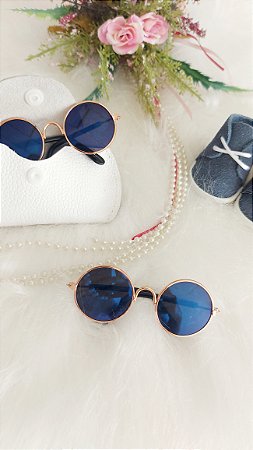 Óculos para boneca Azul com dourado (medida 8cm)
