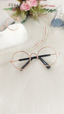 Óculos para boneca Transparente com dourado (medida de 8cm)