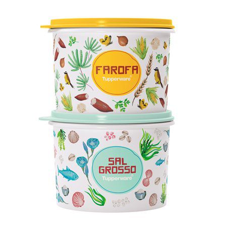 Tupperware Kit Caixa Farofa e Sal Grosso Floral