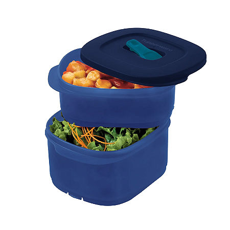 Tupperware® Kit Cristalwave Quadrado 800ml e 500ml Empilhável Azul