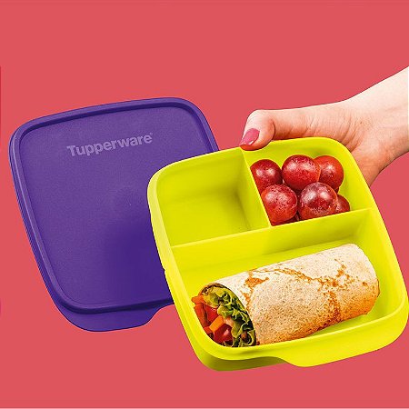 Tupperware Basic Line Amarela Neon 550ml Com Divisórias