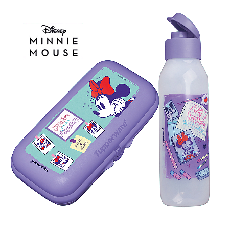 Tupperware Minnie Autocuidado Eco Garrafa 750ml + Tupper Snack Grande