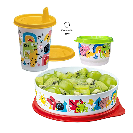 Tupperware Kit Selva Encantada Copinho 200ml + Pratinho 500ml + Potinho