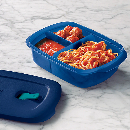 Tupperware® Cristalwave Retangular com Divisórias Azul 1L