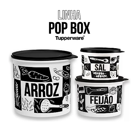 Tupperware Caixa Pop Box Kit 3 Pecas Arroz Feijão e Sal
