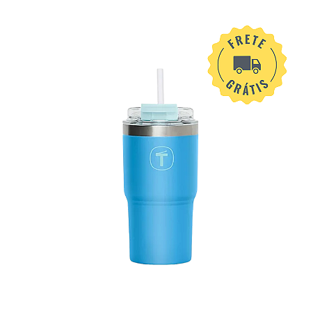 Tupperware® Copo Térmico Big T com Canudo 630ml Azul Grécia