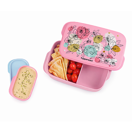 Tupperware Basic Line Slim 590ml Com Divisórias Orquideas
