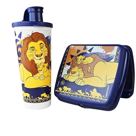 Tupperware Copo com Bico e Porta Sanduíche Rei Leao