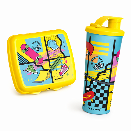 Tupperware Copo com Bico e Porta Sanduíche Skate