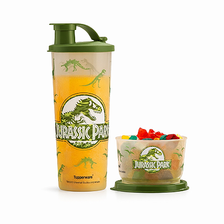 Tupperware Kit Copo com Bico 470ml e Potinho 140ml Jurassic Park