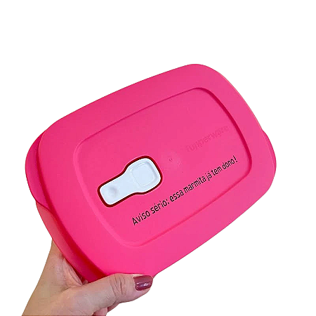 Tupperware Cristalwave Retangular 1 Litro com Divisórias Geração II Rosa