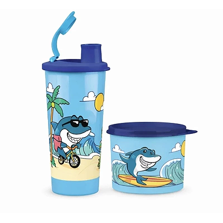 Tupperware Kit Copo com Bico 470ml + Redondinha 500ml Surf 2 Peças