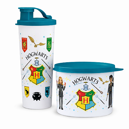 Tupperware Kit Copo + Redondinha Harry Potter Hugwarts 2 Peças