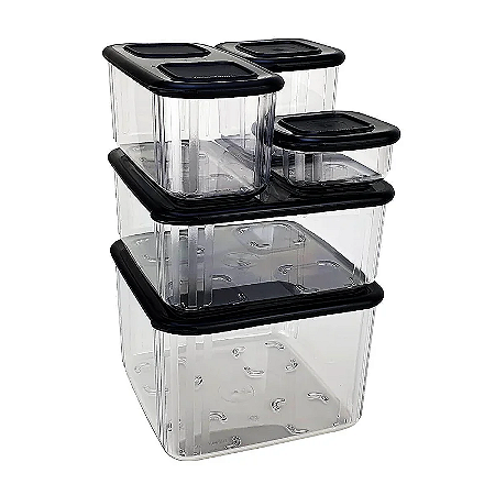 Tupperware Kit Clear Mate Quadrado 5 Peças