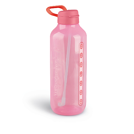 Tupperware Garrafa Aquavibe Soft 2L Rosa Com Canudo