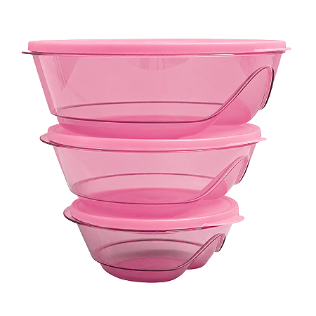 Tupperware Kit Tigelas Design Policarbonato Rosa 3 Pecas