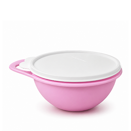 Tupperware Criativa 1.4 Litros Base Rosa Tampa Branca