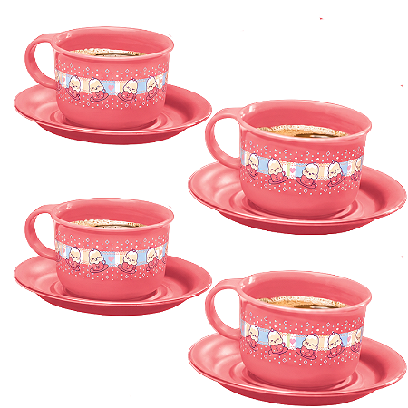 Tupperware Kit 4 Xícaras Cupcake Com Pires 150ml