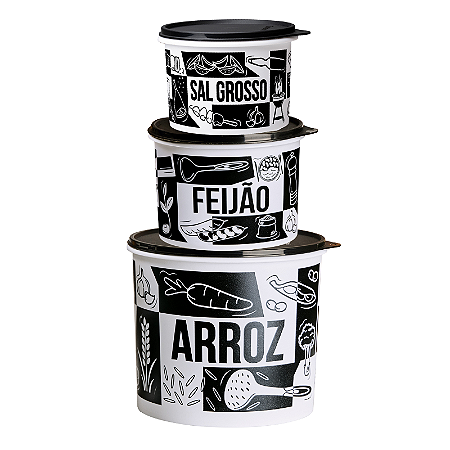 Tupperware Caixa Pop Box Kit 3 Pecas Arroz Feijão e Sal Grosso