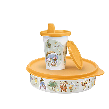 Tupperware Kit Pratinho e Copinho Pooh Aquarela