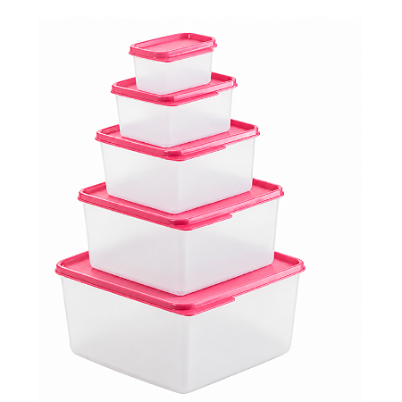 Tupperware® Kit Basic Line 5 Pecas Tampa Rosa