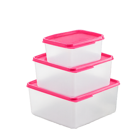 Tupperware® Kit Basic Line 3 Pecas Tampa Rosa
