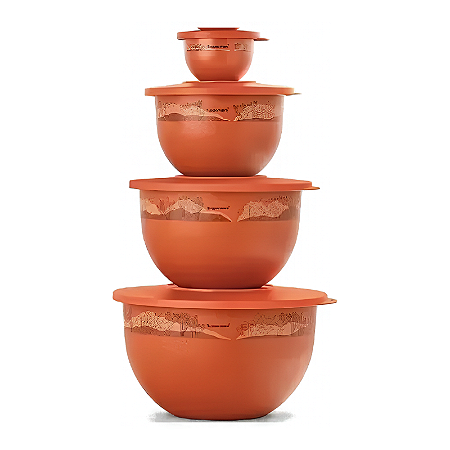 Tupperware Kit 4 Tigelas Murano Cactos e Suculentas 4,3L + 2,5L + 1,3L + 200ml