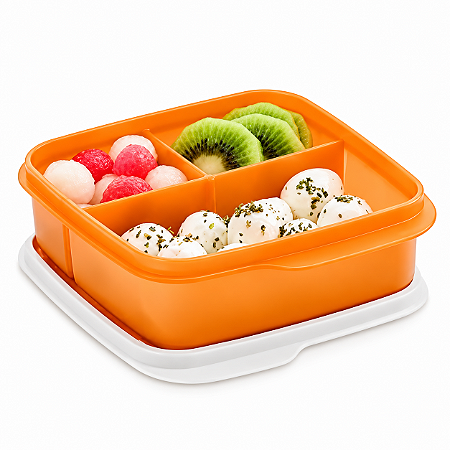 Tupperware Basic Line 550ml Com Divisórias Laranja