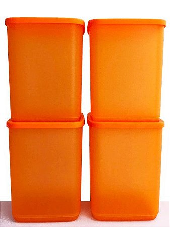 Tupperware Refri Line Quadrado 1,8 Litros 4 Pecas Laranja