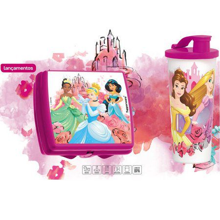 Tupperware Copo com Bico e Porta Sanduíche Princesas