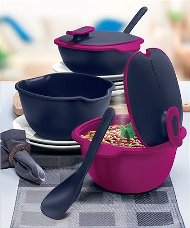 Tupperware Travessa Thermo Tup com Colher 2 Pecas Rosa e Roxa