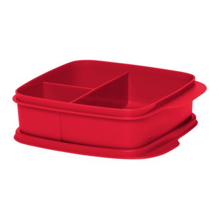 Tupperware Basic Line 550ml Com Divisórias Vermelha