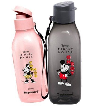 Tupperware Eco Garrafa Minnie e Mickey 500ml Quadrada