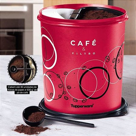 Tupperware Caixa Café e Filtro 3,7 Litros Círculos Vermelho