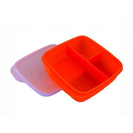 Tupperware Basic Line 550ml Com Divisórias Laranja Neon