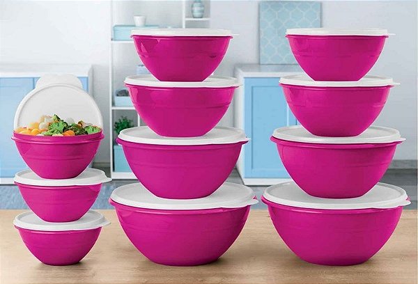 Tupperware PDA Conjunto Tigela Maravilhosa 11 Pecas Rosa