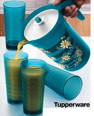 Tupperware Jarra Ilúmina 2 Litros e Copos Iris 530ml Turmalina