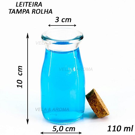 POTE LEITEIRA VIDRO TAMPA ROLHA - 110 ml