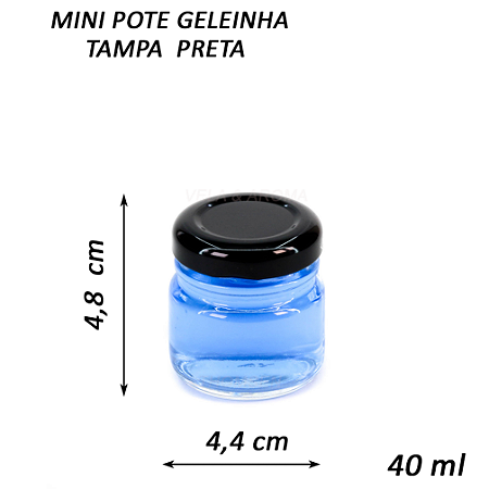 POTE MINI VIDRO GELEINHA 40 ml - TAMPA PRETA