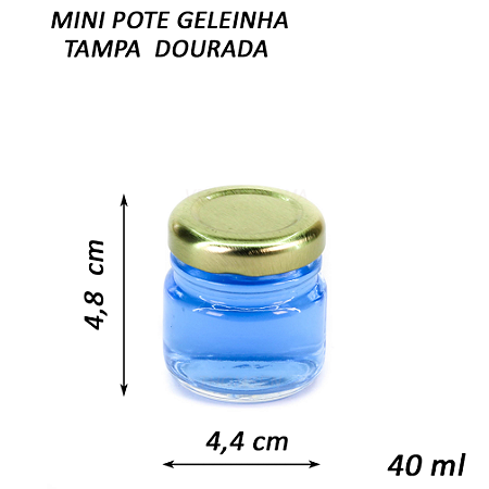 POTE MINI VIDRO GELEINHA 40 ml - TAMPA DOURADA
