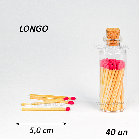 VIDRO FOSFORO VERMELHO LONGO 5,0 cm - 40 PALITOS - TP ROLHA