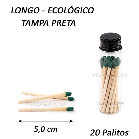 VIDRO FOSFORO LONGO 5,0 cm VERDE - 20 PALITOS - TP PRETA